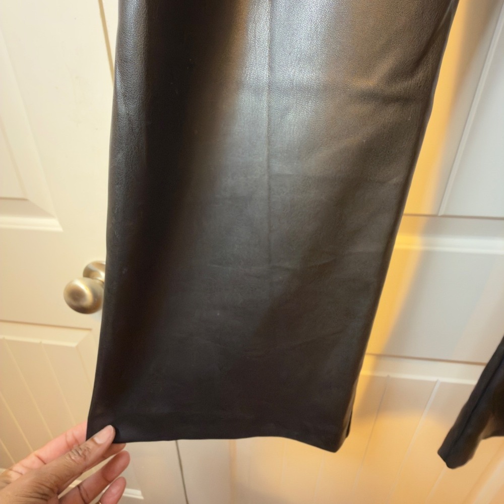 Zara Black Faux Leather High Rise Cropped Flare Pants Womens Plus Size 2X Chic - Picture 6 of 10